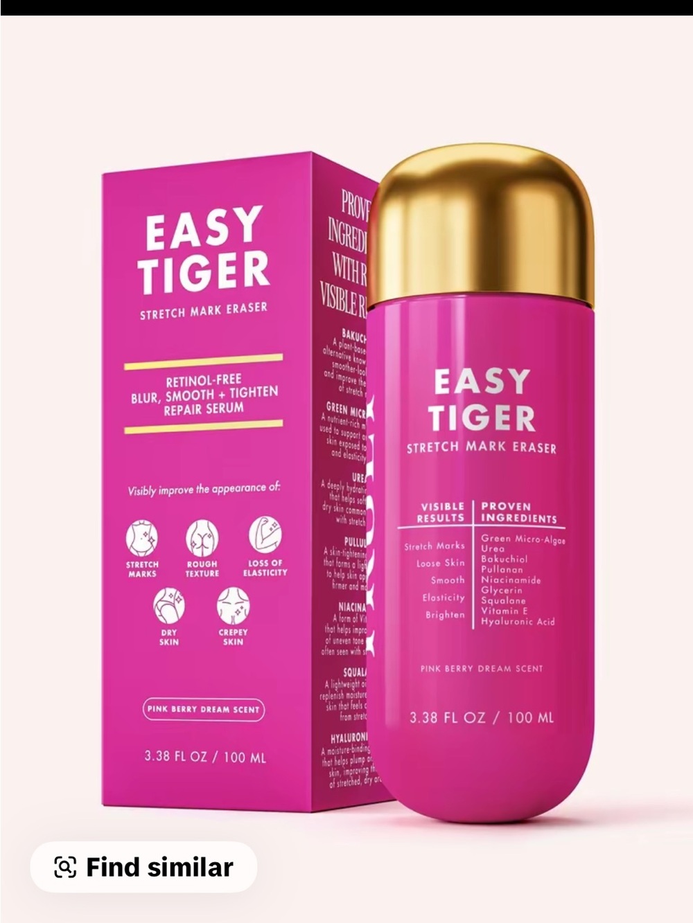 TRULY BEUTY Easy Tiger Pink Stretch Mark Eraser & LIPO TORCH serum bundle